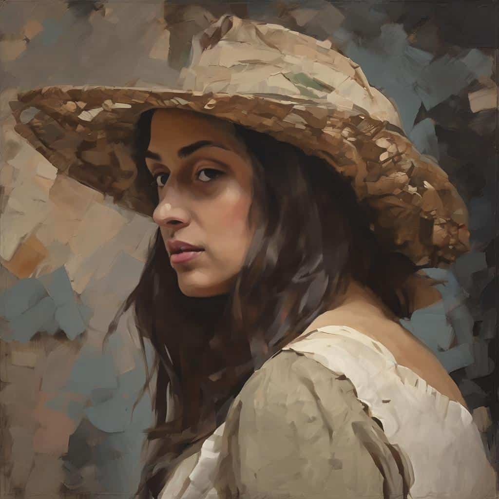 Φωτογραφία μιας νέας γυναίκας με καπέλο, ατμοσφαιρική και καλλιτεχνική, αναδεικνύοντας την απεικόνιση του καθημερινού στη τέχνη.